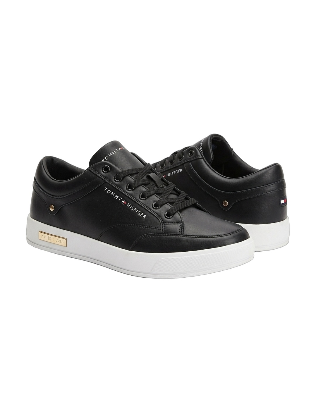 Tommy Hilfiger Black Leather Sneakers