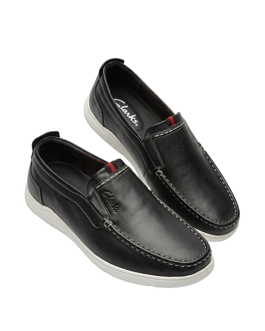 Clarks Black Leather Slip-on Driving Loafers